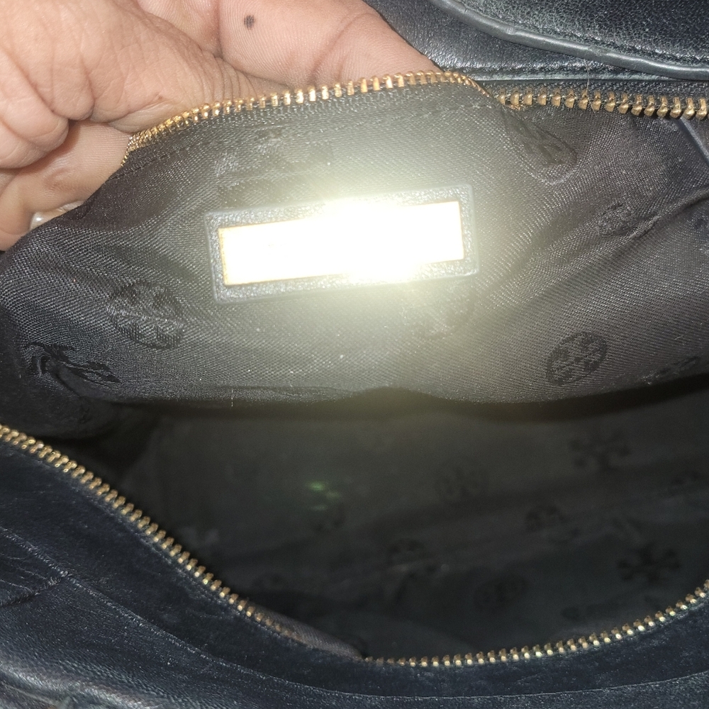 Tory Burch Black Leather Quilled Satchel Crossbody Gold Hardware - Picture 7 of 11